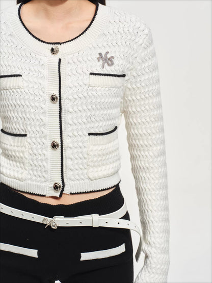 Wanderer Knight Cropped Cable-Knit Cardigan