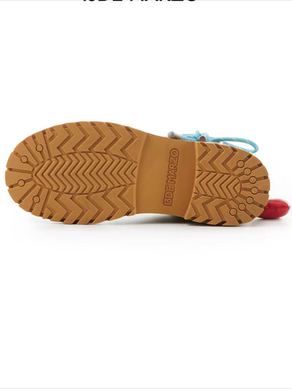 Charm-Embellished Platform Combat Boots