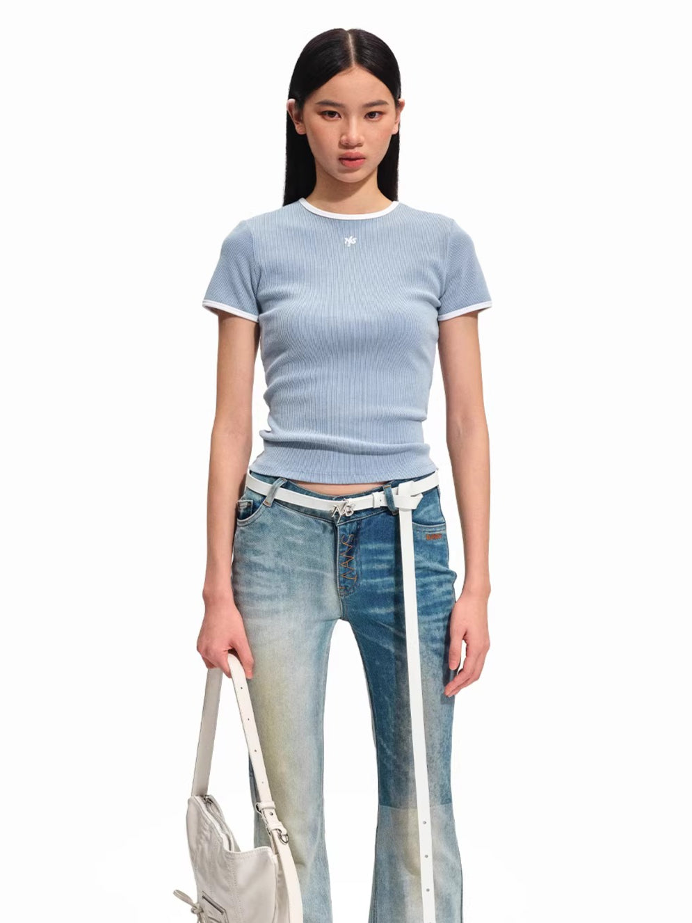 Contrast Trim Heavyweight Fitted T-Shirt