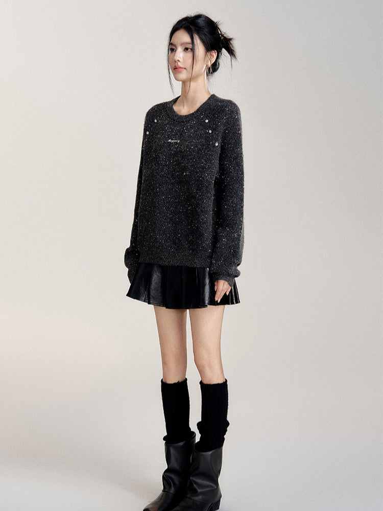 Sequin Relaxed Casual Wool Sweater