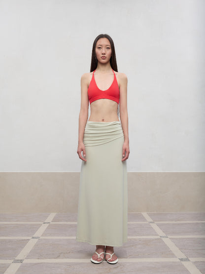 Layered Color Blocking U-Neck Halter Vest