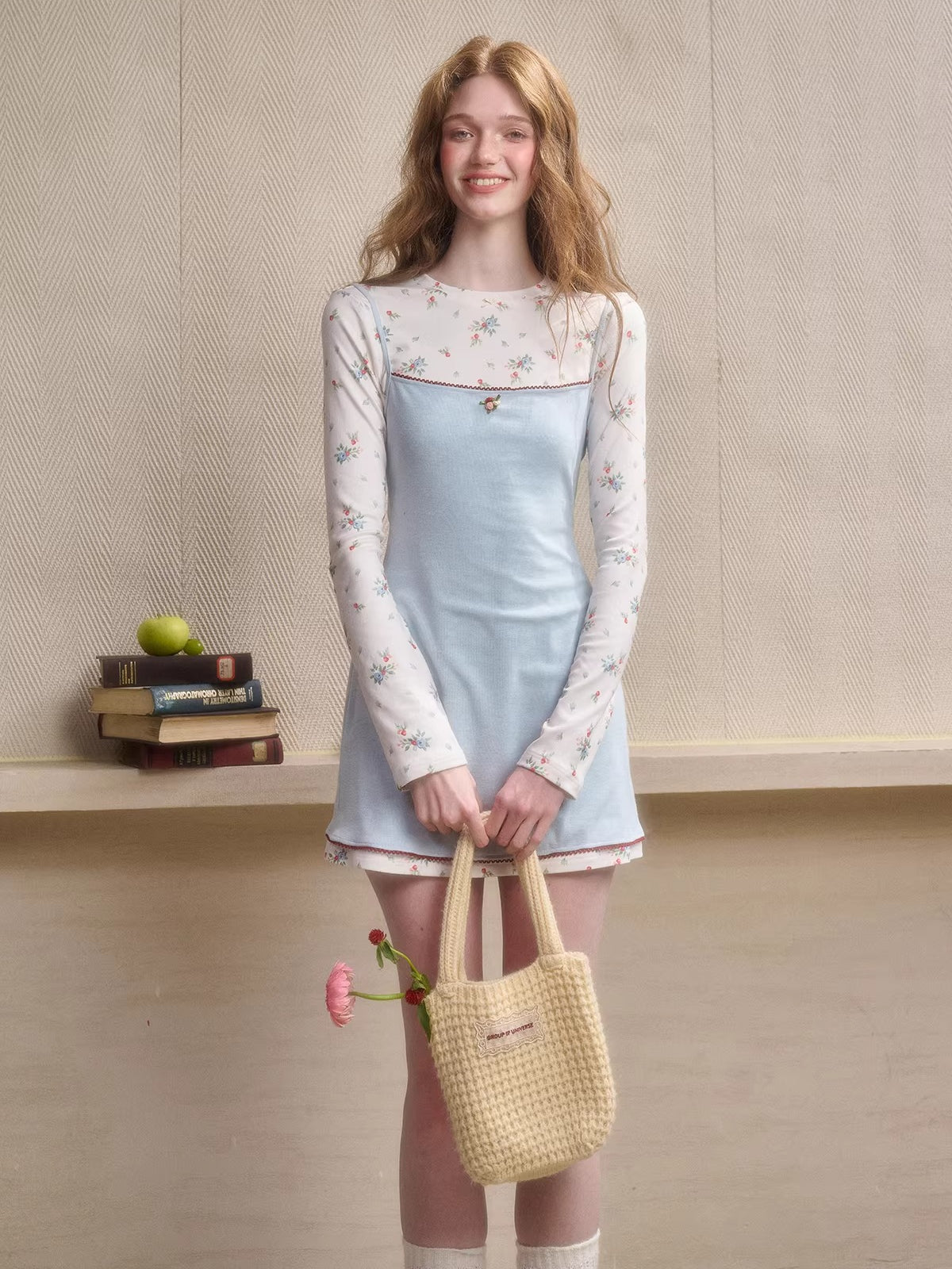 Mediterranean Floral Two-Piece Dress Set