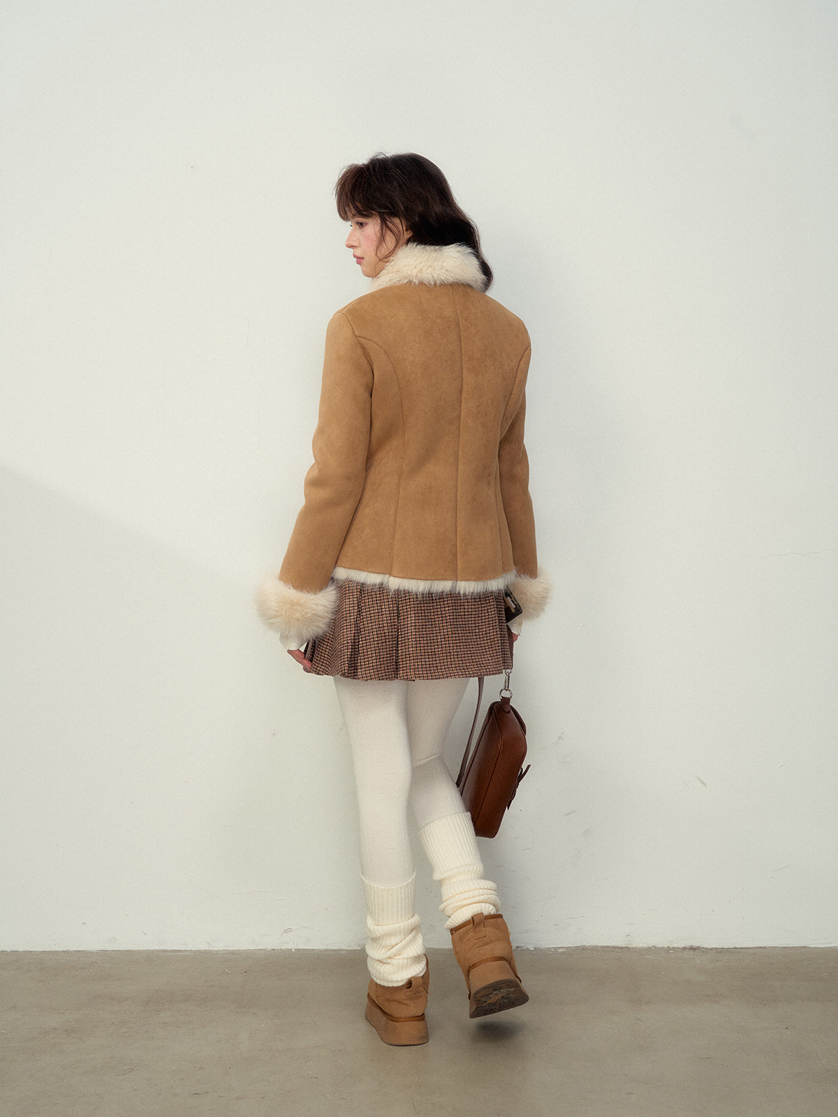 Gray &amp; Brown Wool A-Line Skirt