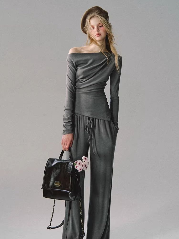 One-Shoulder Waist-Defining Knit Base Layer