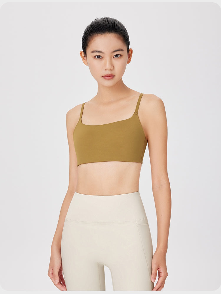 Square-neck Strappy Shockproof Sports Bra