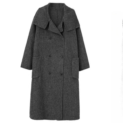 High-Neck Long Wool Coat