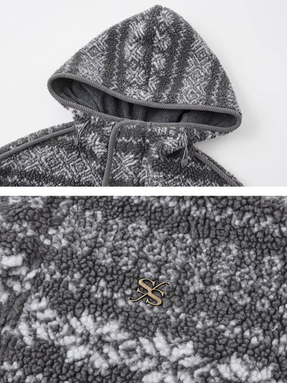 Jacquard Polar Fleece Hooded Casual Jacket