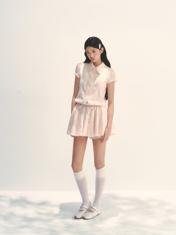 Pink Shirt-style Waist - cinched Dress - CHINASQUAD