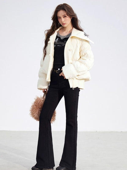 Contrast Panel Sailor Collar Down Jacket