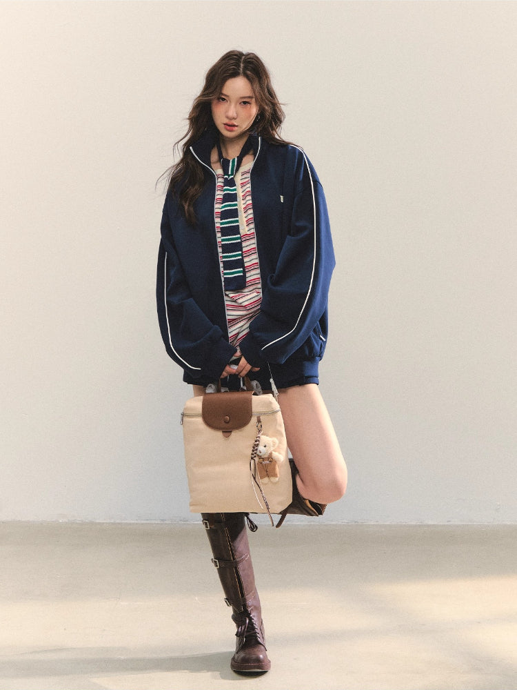 College Sports Zip-up Hoodie Cardigan