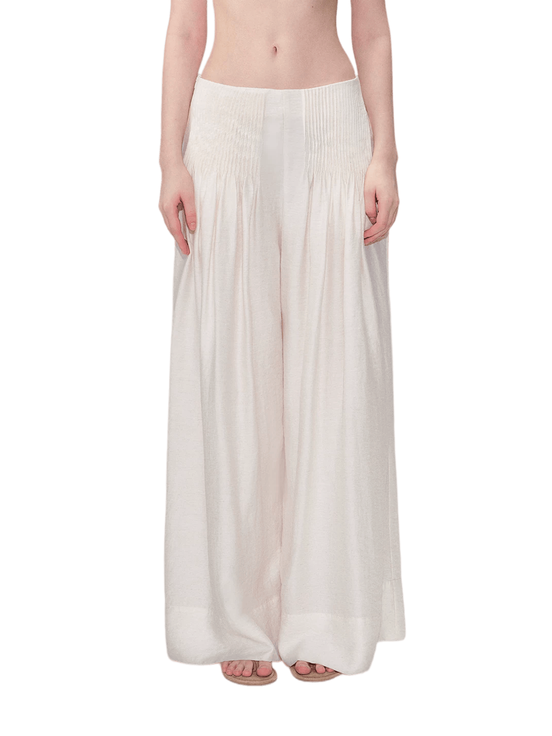 Vintage Pleated Linen-Blend Wide-Leg Trousers