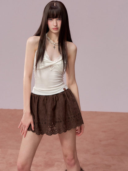 Lace-Panel Halter Layering Camisole