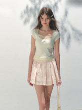 Two-piece Spliced Hem Lace Short-sleeve T-shirt - CHINASQUAD