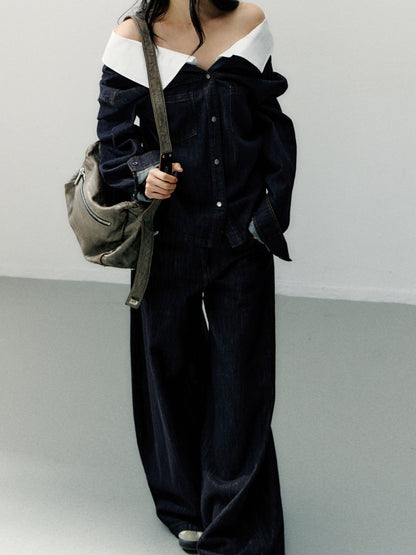 Vintage Wide-Leg Denim Trousers