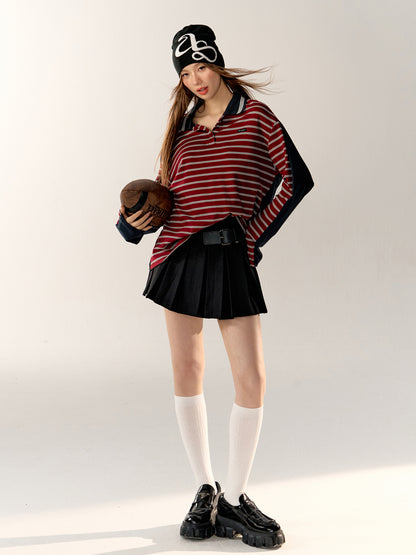 Striped Long-Sleeve Polo Shirt