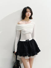 Asymmetric Shoulder Voluminous Ruched T-Shirt - CHINASQUAD