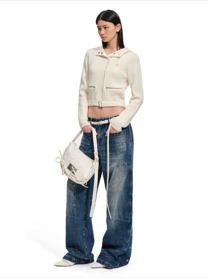 Garde Wool Ribbed Hooded Knit Cardigan