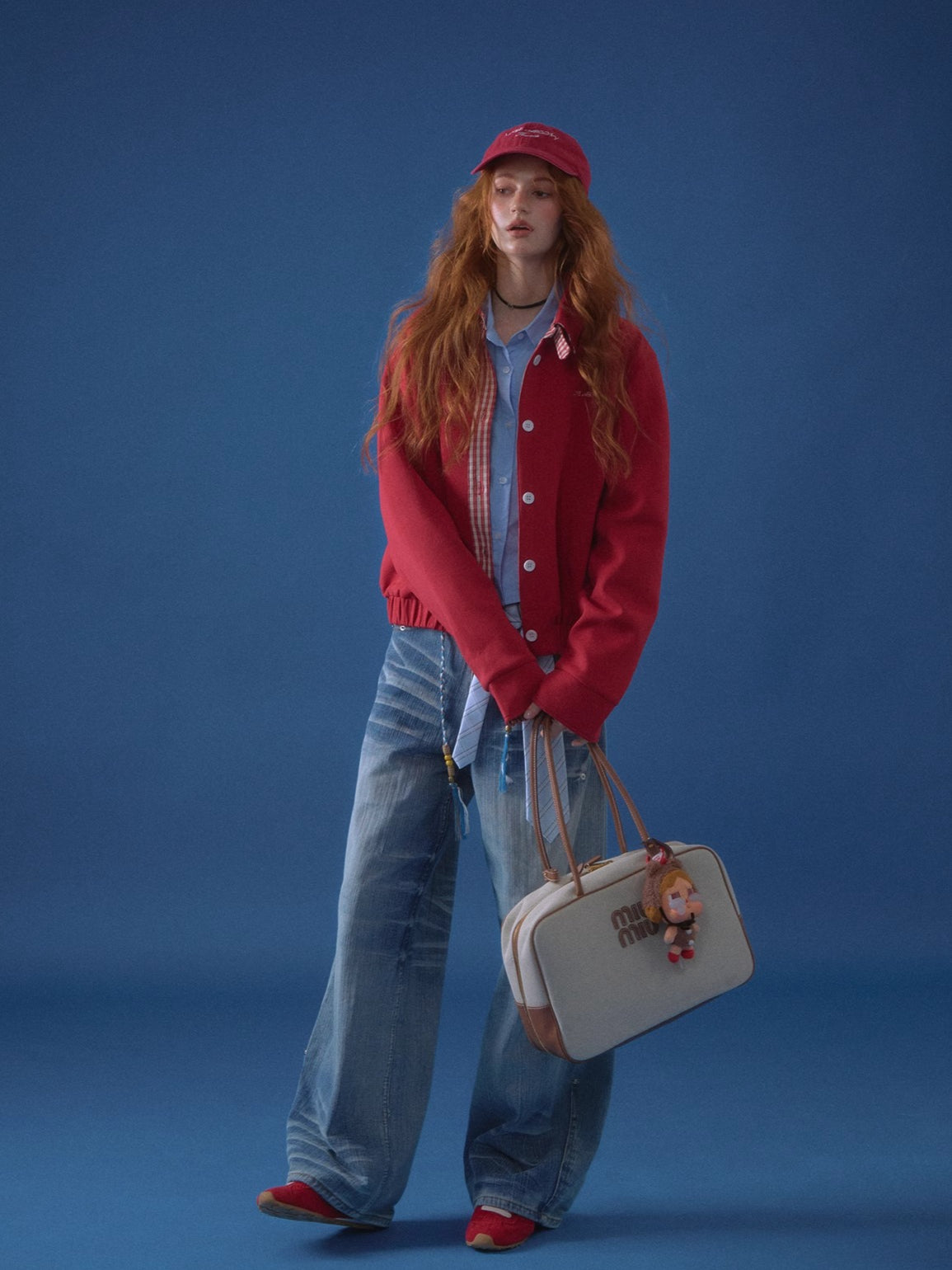 Miu-Style Plaid Patchwork Jacket