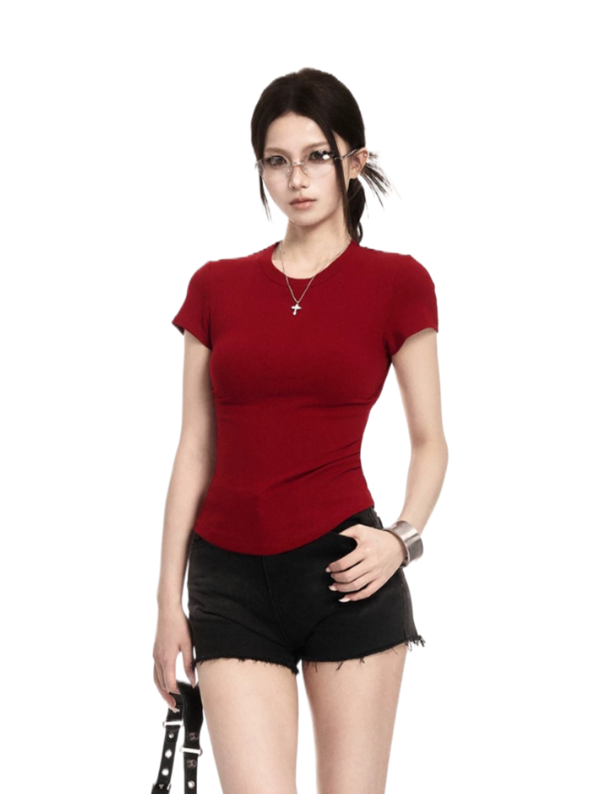 Backless Lace-Up Slim Fit Cropped T-Shirt