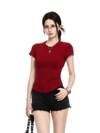 Backless Lace-Up Slim Fit Cropped T-Shirt