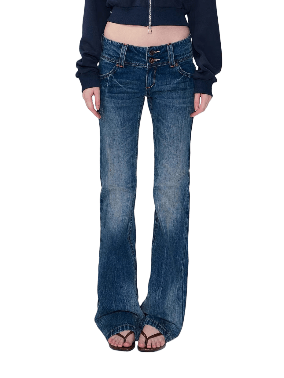 Hand-Dyed Low-Rise Slim Flared Jeans