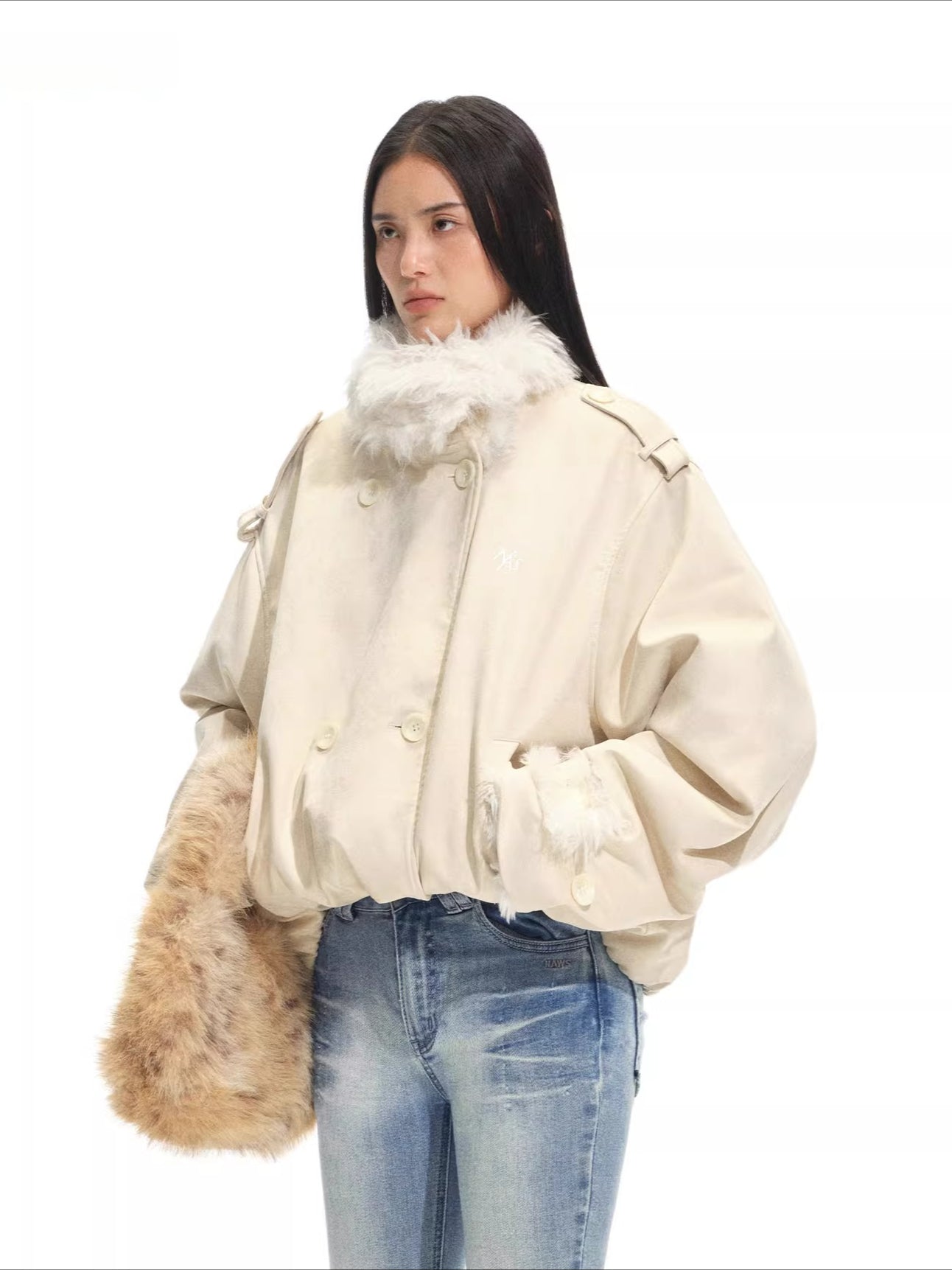 Faux Shearling Suede Jacket