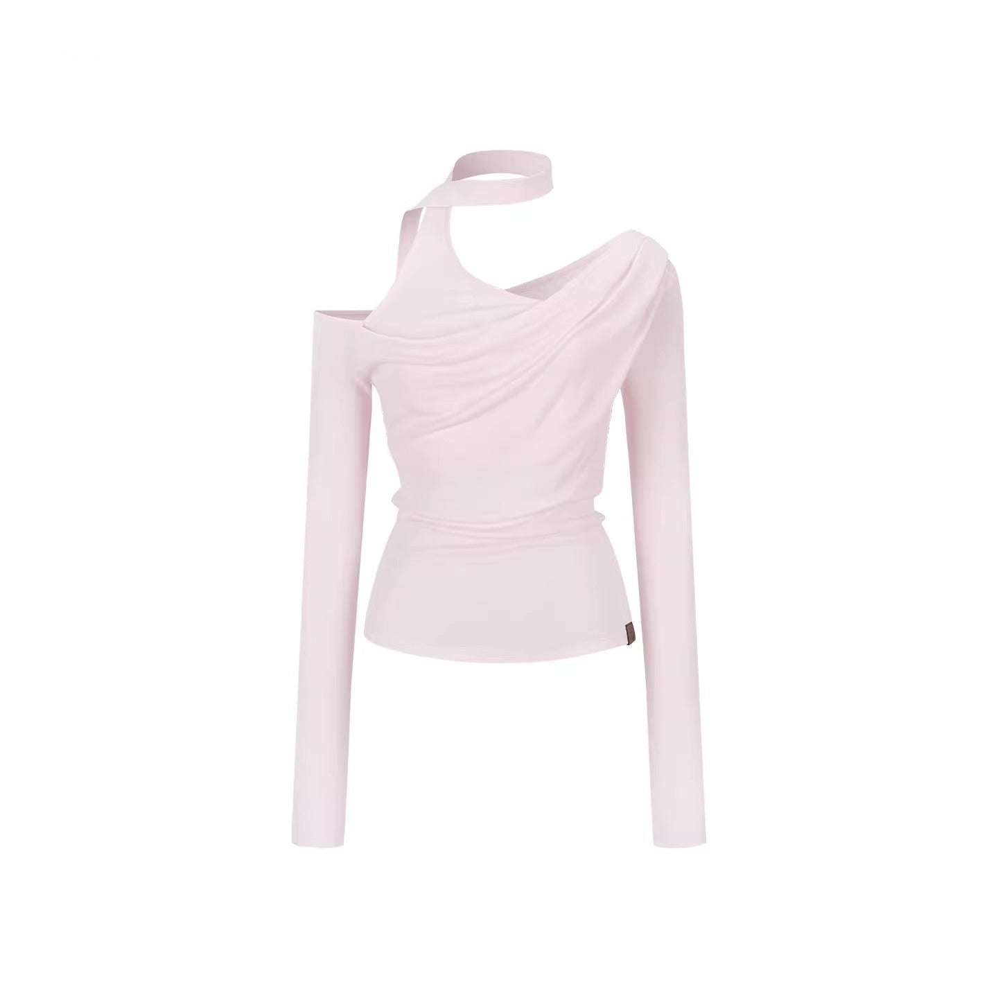 Asymmetric Off-Shoulder Knit T-Shirt