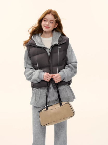 White Duck Down Puffer Stand-Collar Vest