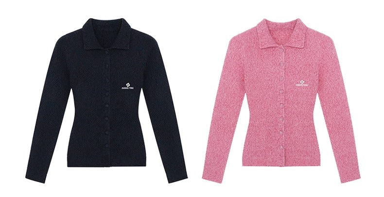 Collared Wool-Blend Fitted Knit Cardigan