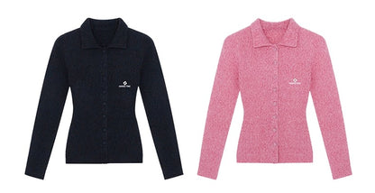 Collared Wool-Blend Fitted Knit Cardigan