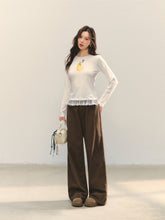 Cross-Stitch Floral Wide-Leg Pants - CHINASQUAD