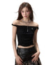 Cinched-Waist Pleated Off Shoulder Blouse - CHINASQUAD