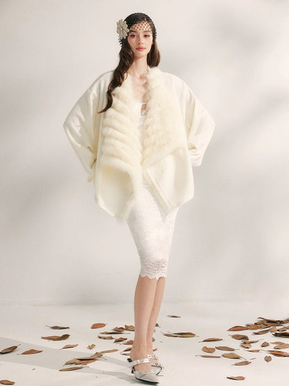 Fox Whisper Knit Fur Collar Cardigan Jacket