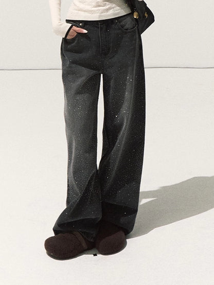 Washed Cotton Straight-Leg Jeans