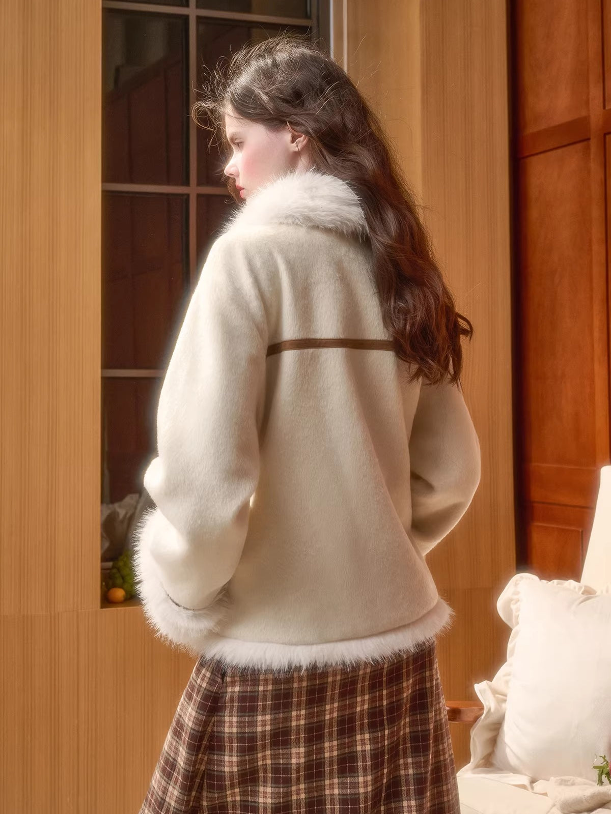 Wool-Blend Shearling-Style Oversized Jacket