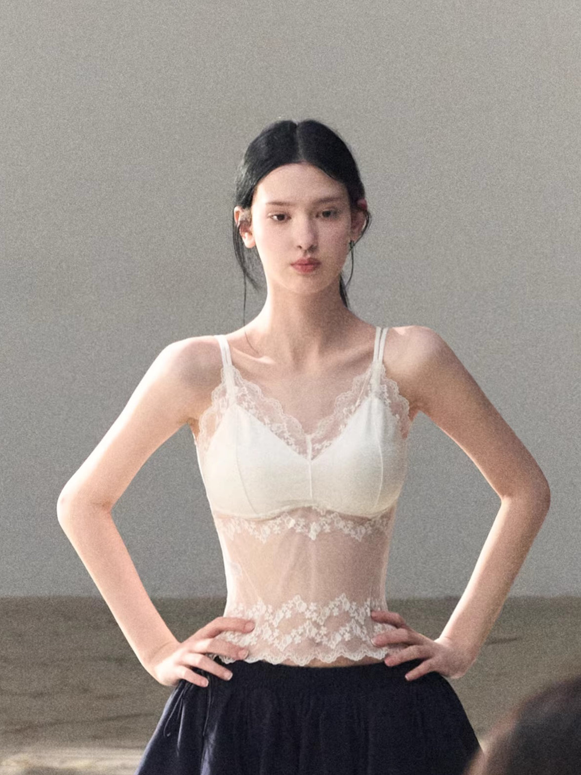 French Satin Lace Backless Camisole