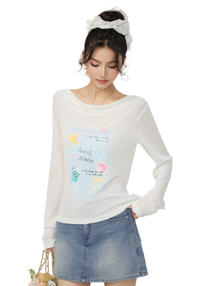 Pile Collar Lace Fake Two-piece Sunscreen T-shirt