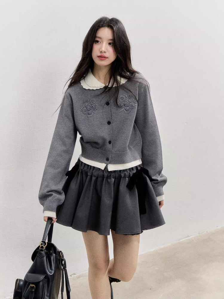 Crochet White Doll Collar Cardigan