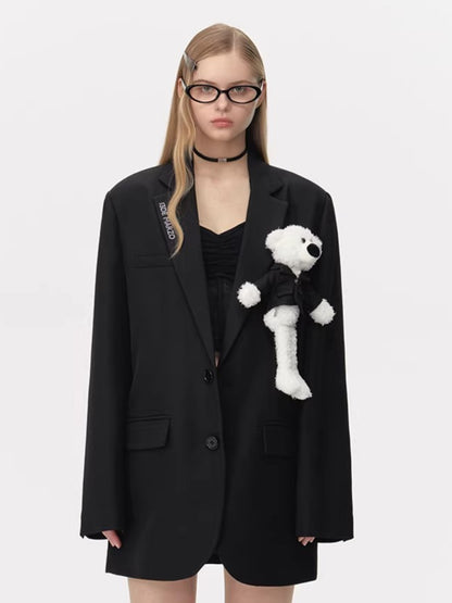 Plush Toy-Detail Relaxed-Fit Blazer