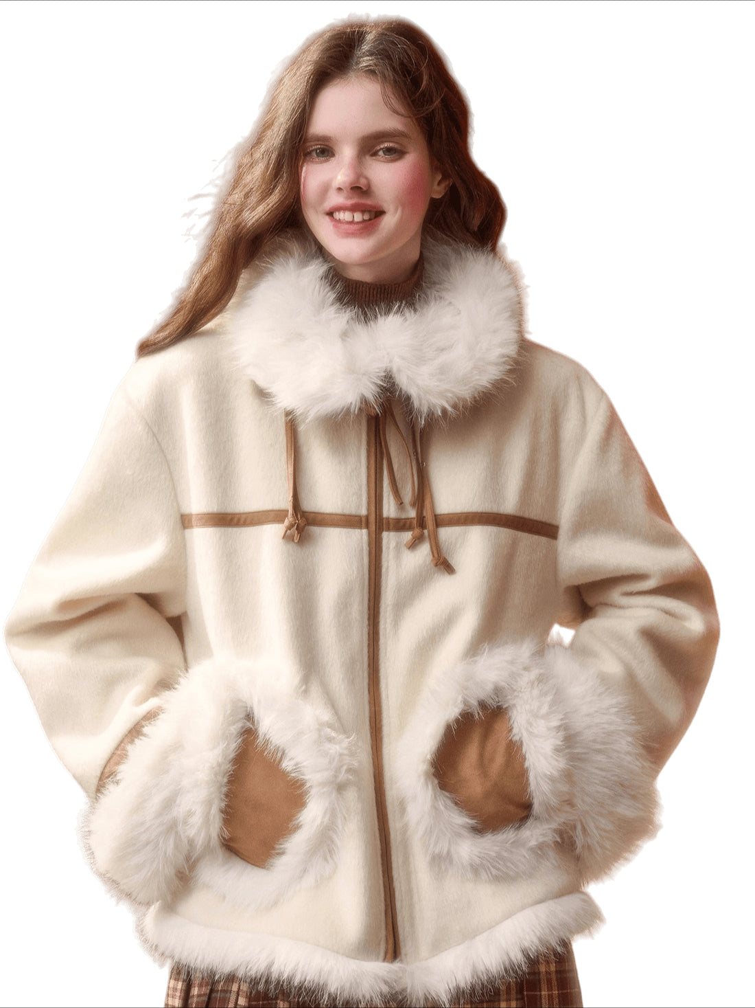 Wool-Blend Shearling-Style Oversized Jacket