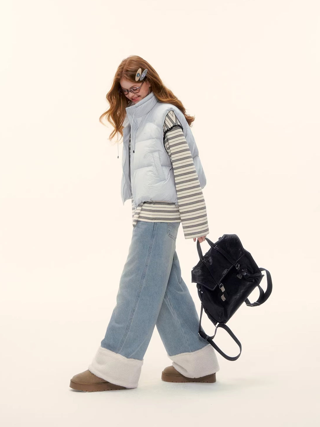 Straight-Leg Wide Denim Pants