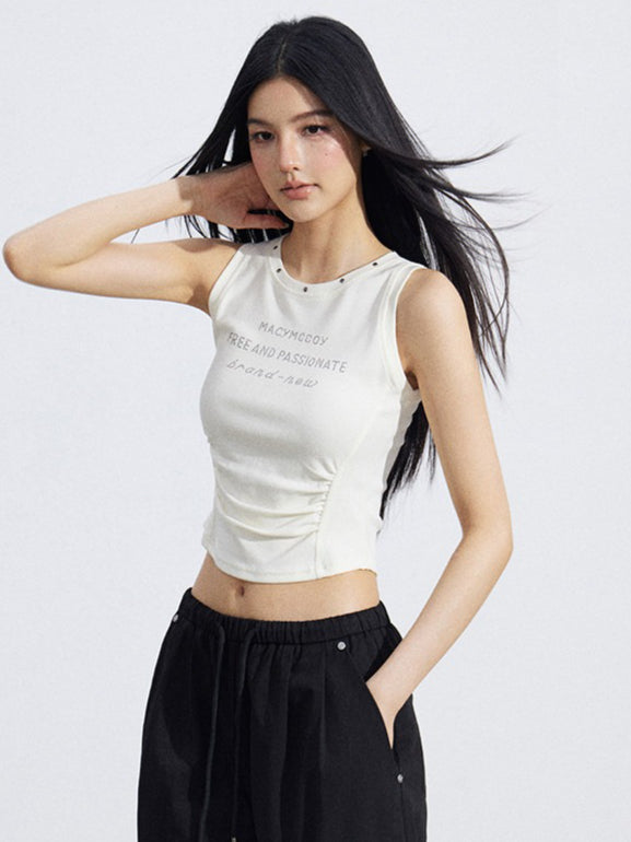 Logo Cinched Waist Sleeveless Tank Top