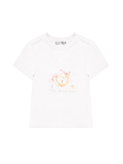 Key Print Contrast-Edge T-shirt