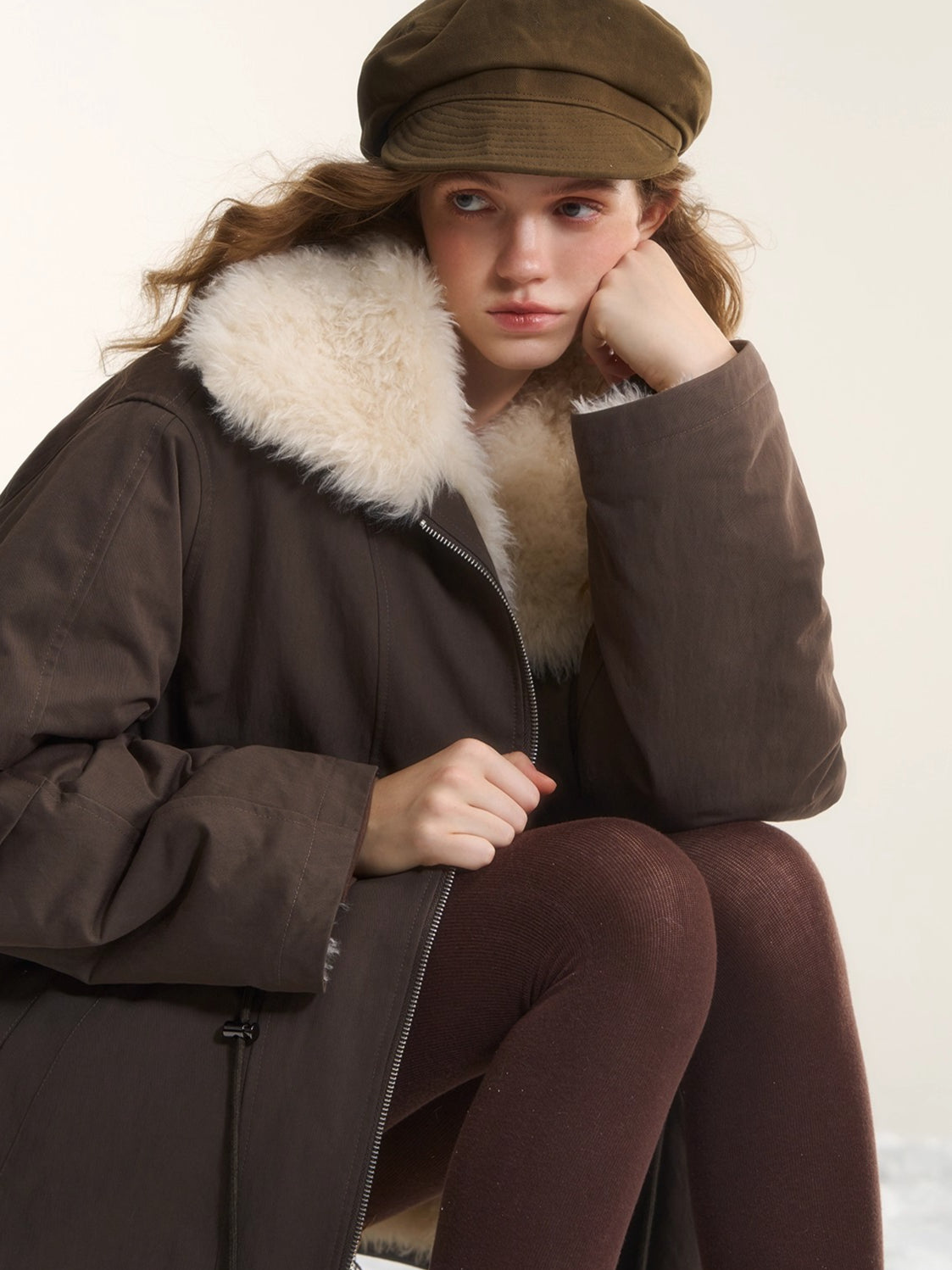 Faux-Fur Oversized Collar Jacket