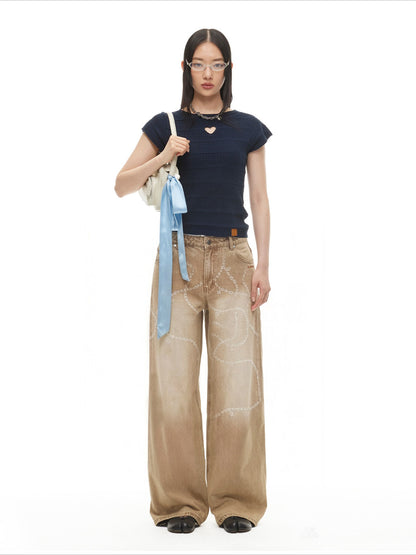 Beverly Washed Wide-Leg Denim Trousers