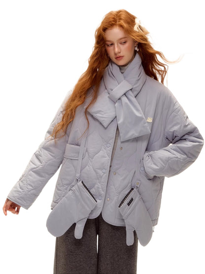 Vintage Blue Plaid Reversible Padded Jacket Set