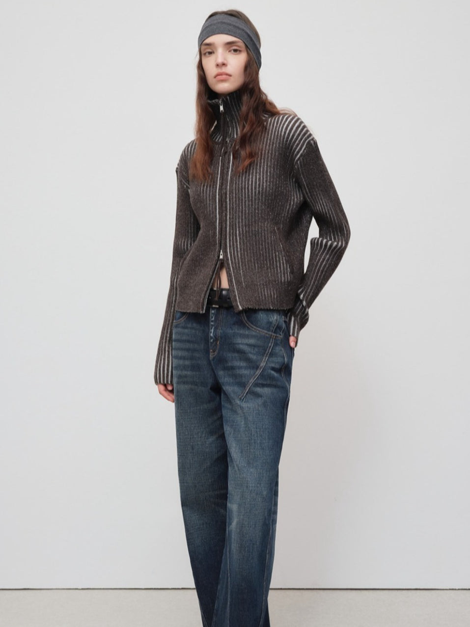 Retro Lyocell Wool Mandarin Collar Knit Cardigan
