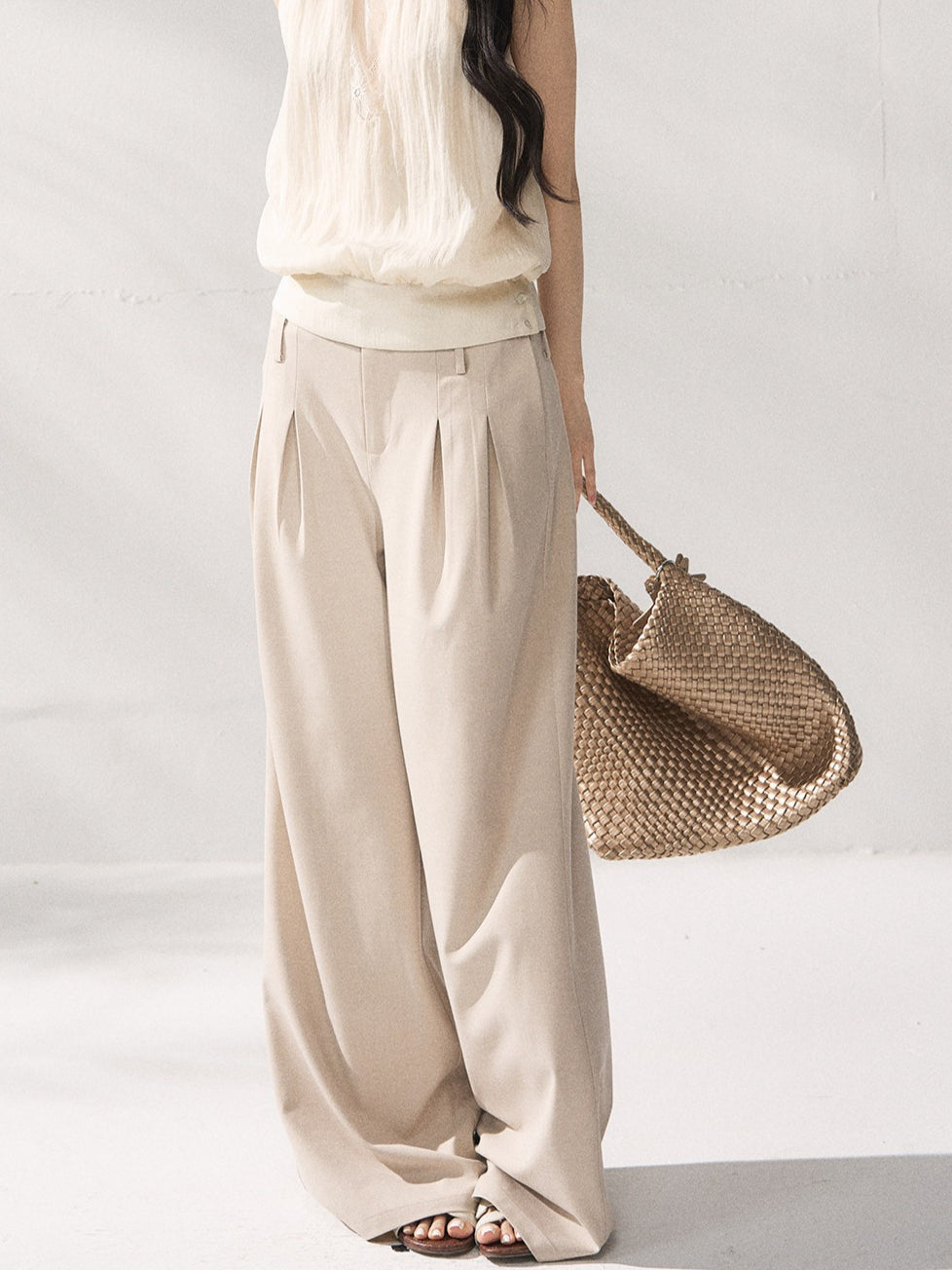 High-Waisted Relaxed Wide-Leg Trousers
