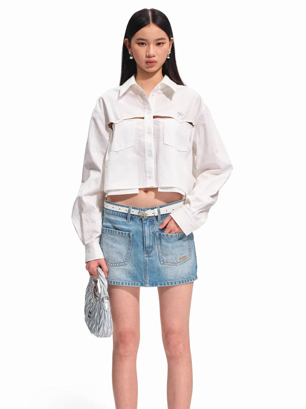 Hyde Lyocell-Cotton Cutout Cropped Shirt