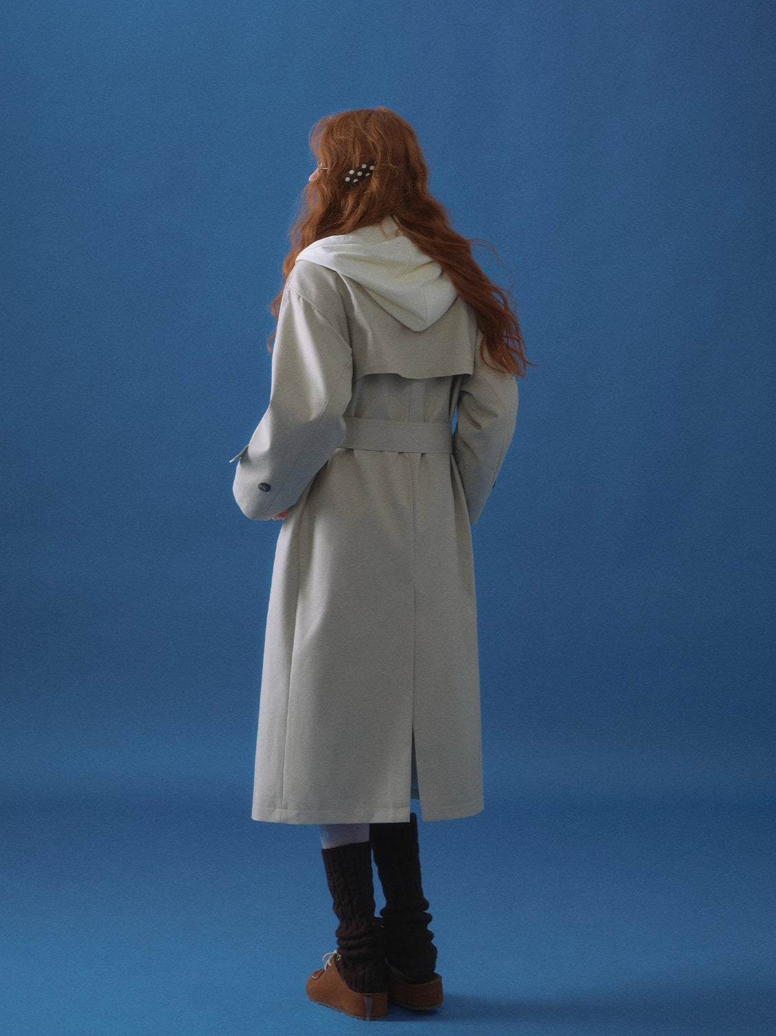 Layered Hooded Trench Coat